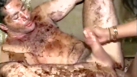 Shemale amateur does a homemade sex show with a guy