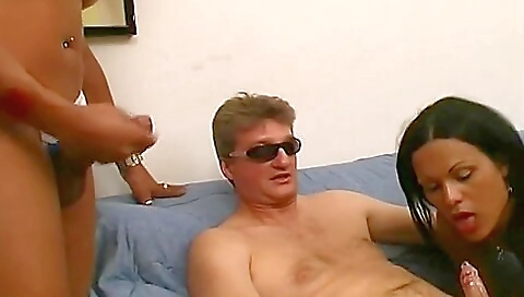 Horny blonde in vintage shorts and shorts enjoy a big dick