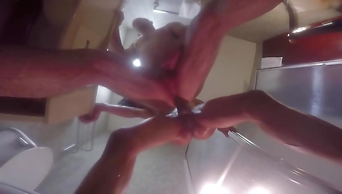 Ebony shemale with massive cock gets her pussy rammed