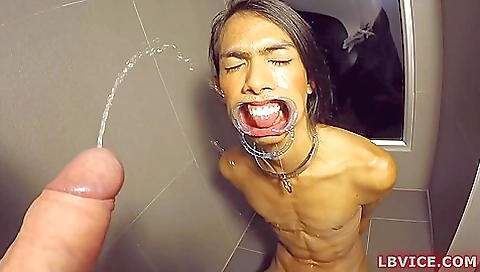 Busty brunette goddess is giving a blowjob on her backside