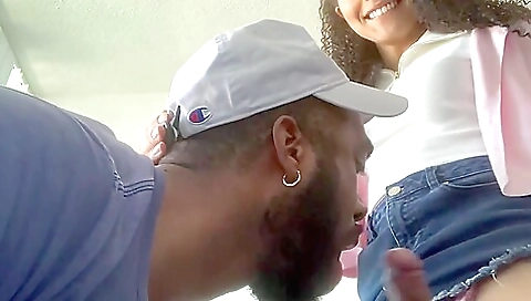 Ebony shemale deepthroat sex with a big white cock