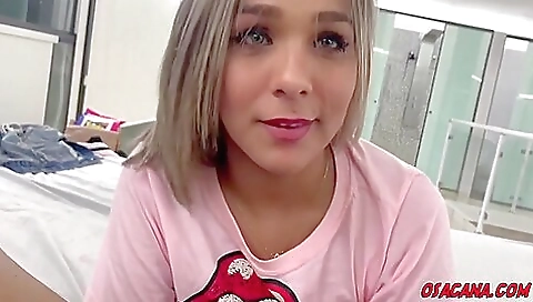 A brunette and blonde are getting on top of each other