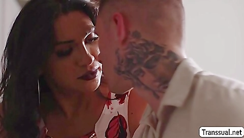 Brunette stepson gets his anus fingered and filled with semen