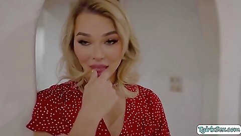 Blonde with a hot body loves to ride a big hard cock