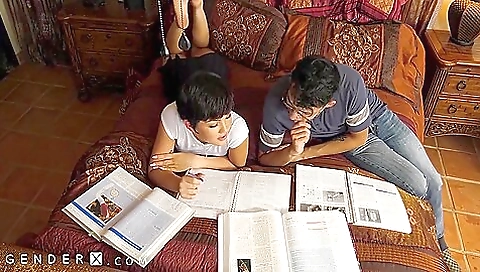 Asian lady with big boobs has a big dick and gets pounded