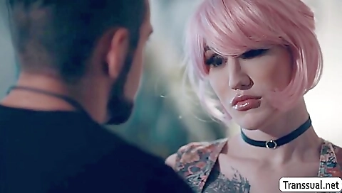 Busty redhead with a shaved asshole fucks in front of the camera