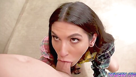 Horny brunette milf with a sexy ass sucking and fucking