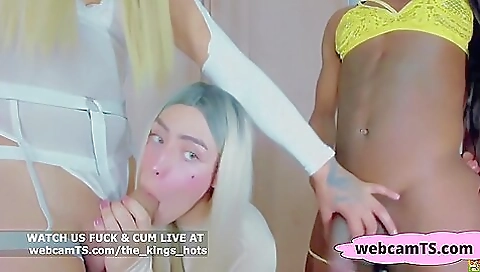 Ebony and brunette girl with large tits gets fucked