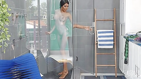 Busty ebony chick with a round ass fucked by a dude