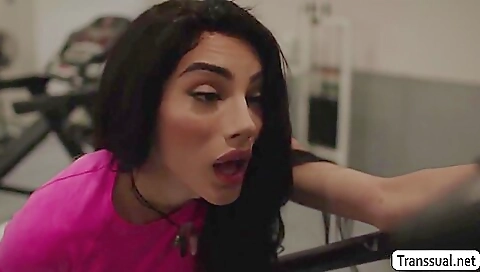 Barebacked brunette with big tits gets deepthroated